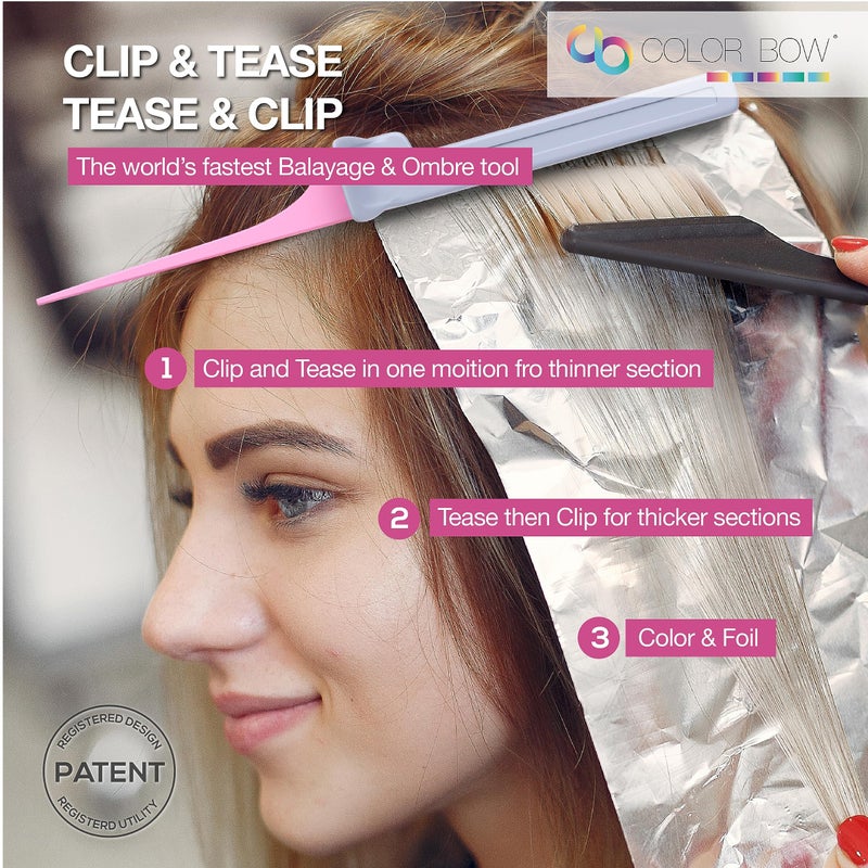 ColorBow Teasing Clip Comb (5 Pack), Coloring Styling Tools - Hairstylist Must Haves for Highlights balayage board Companion OmbrÃ© Trimming & Cutting - Flat Iron Comb Attachment Clip on - Image 2